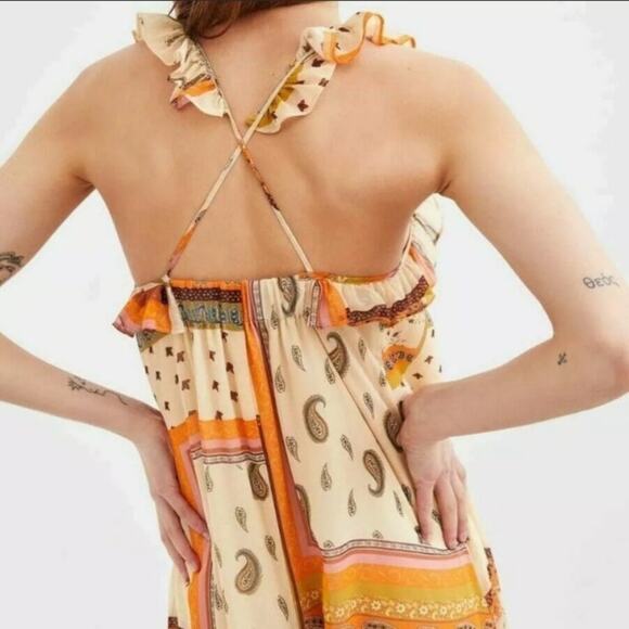 NWT Zara paisley mixed print ruffle maxi dress - Picture 4 of 10